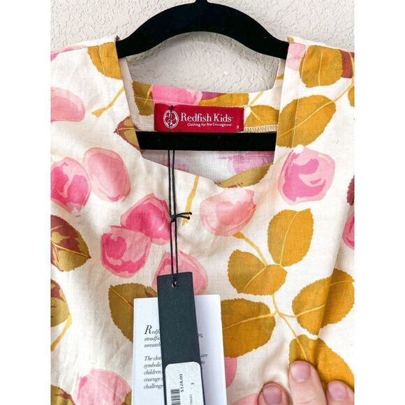 NWT! Redfish Kids Dolce Dress Watercolor Rose Petals Size 3 - Picture 6 of 7